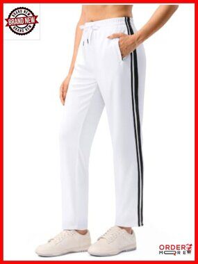 Women's Track Pants with 2 Zipper Pockets Tapered Athletic Pants 28/30/32 Inseam